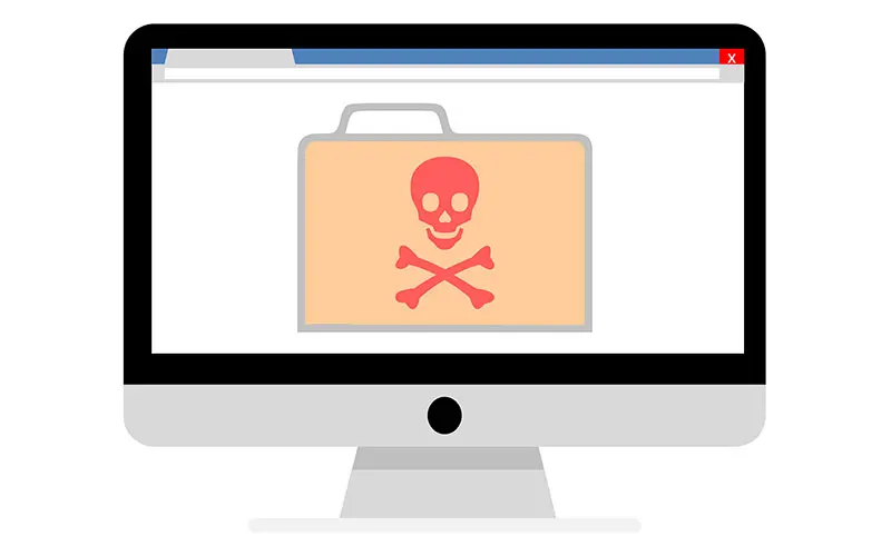 Folder with a skull and crossed bones symbol on it