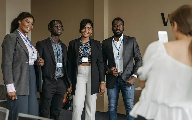 Team getting a photo