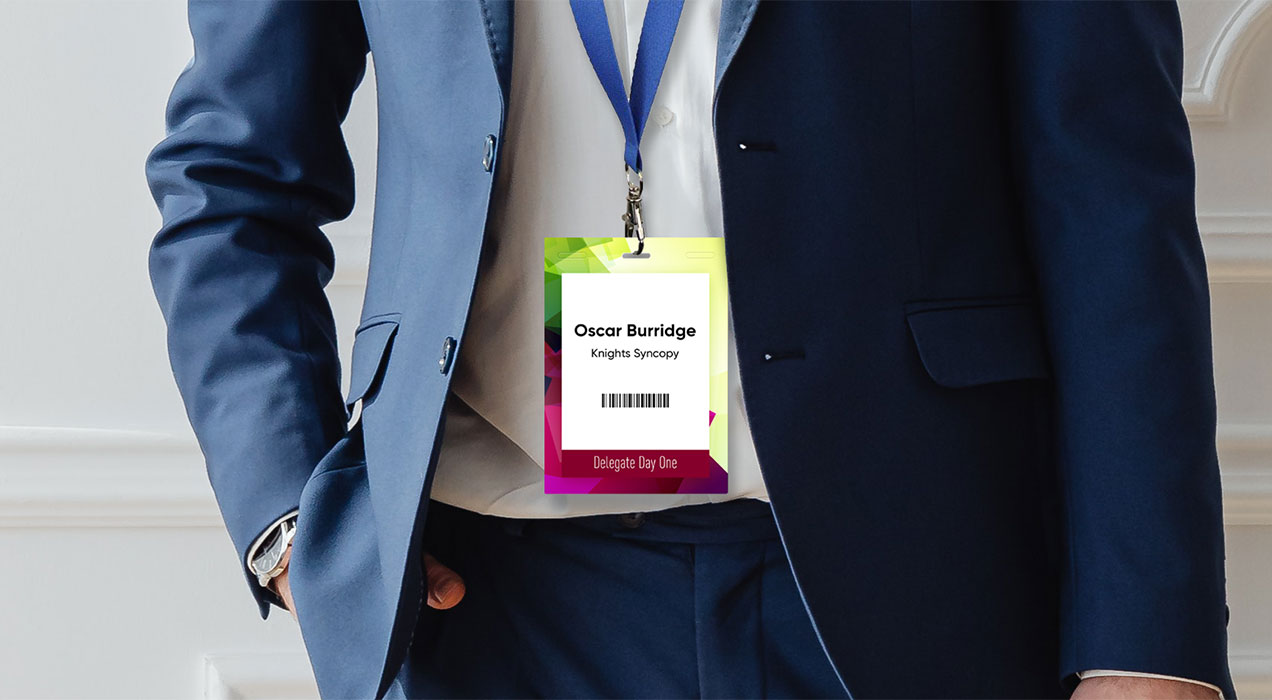 Attendee wearing a badge