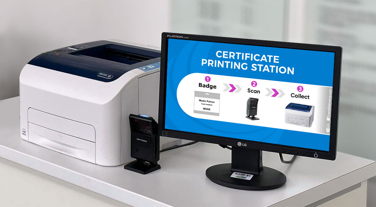 Badge scanner and printer for CPD certificates