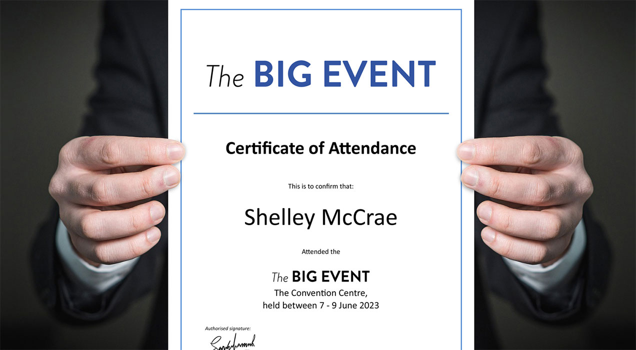 Certificate showing attendance