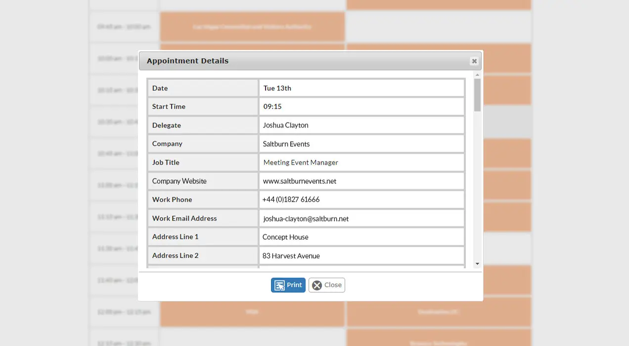 Viewing a custom profile of an attendee including their details