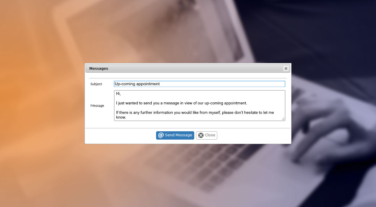 Writing a diary message for an appointment