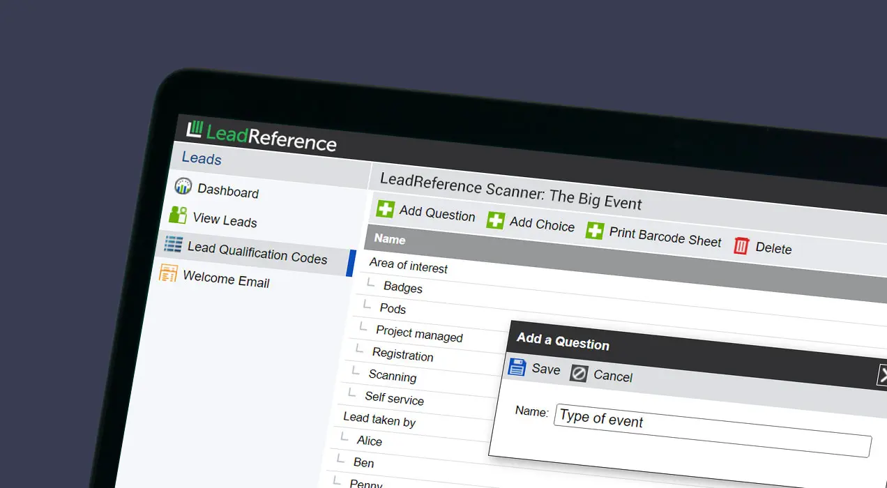 Computer screen showing LeadReference interface