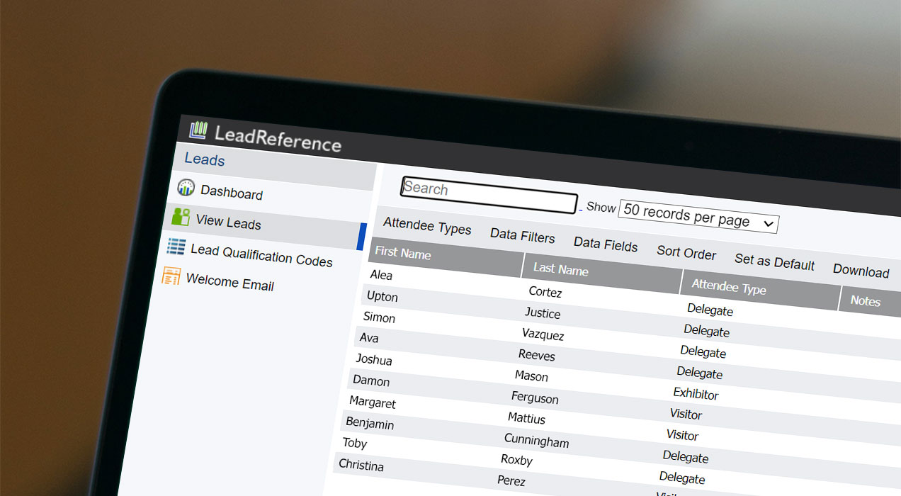 Leads displayed on a laptop