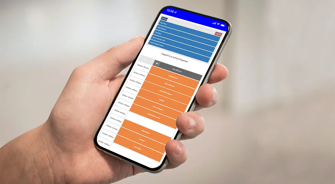 LeadReference app on mobile phone showing attendee statistics