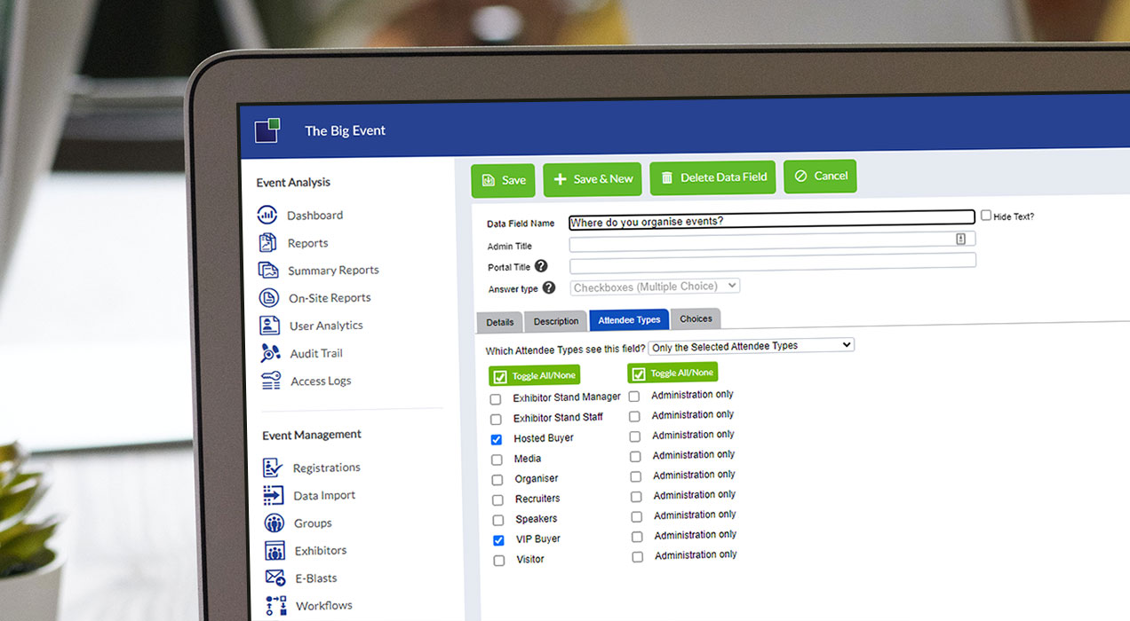 Online registration form creation with EventReference