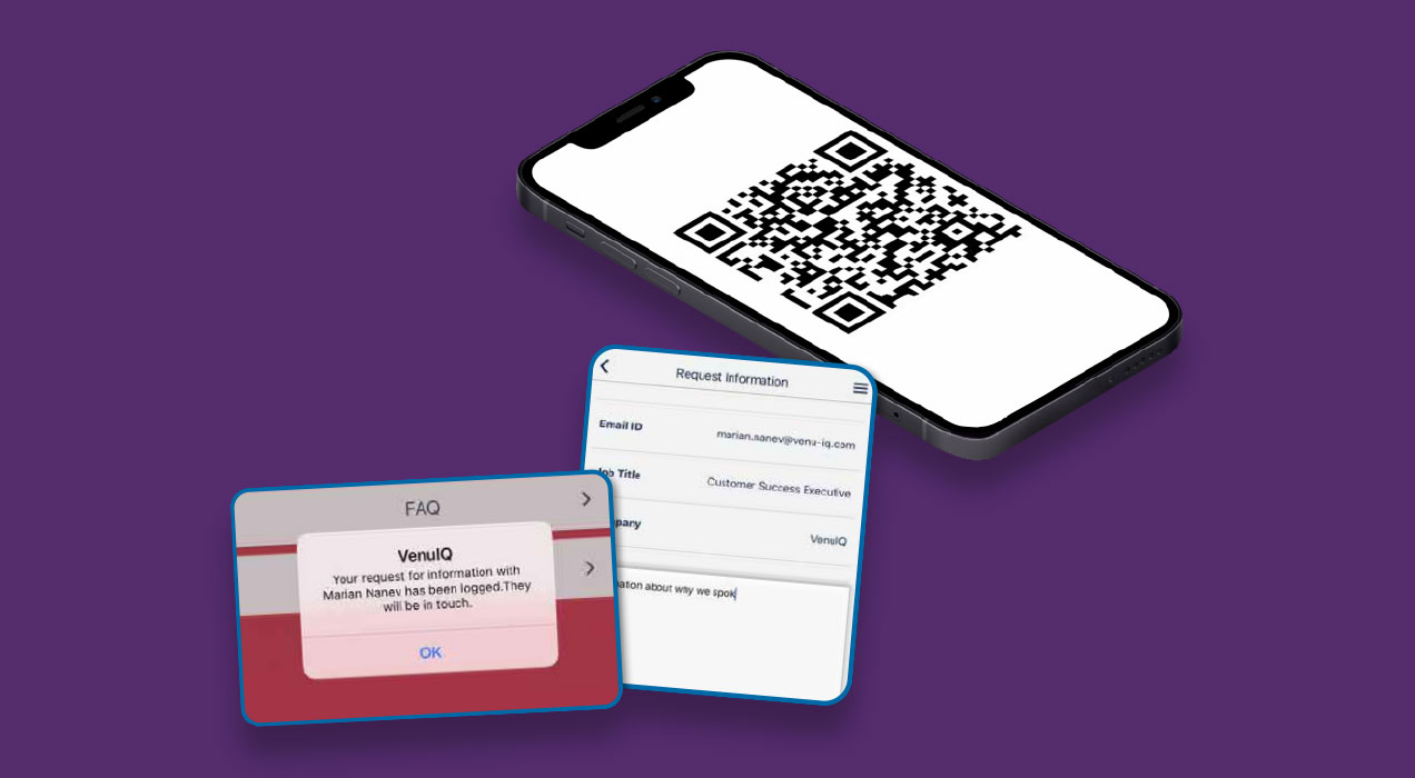 LeadReference app on mobile phone showing attendee statistics