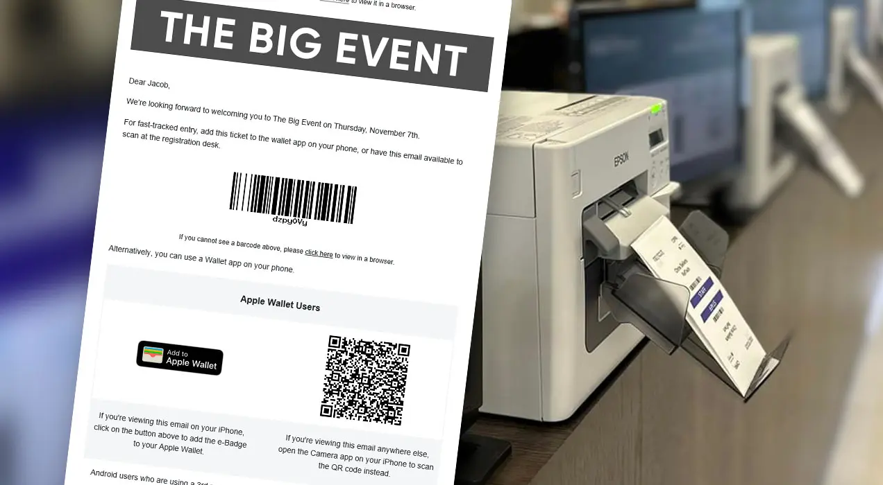 E-badge scanner and printer