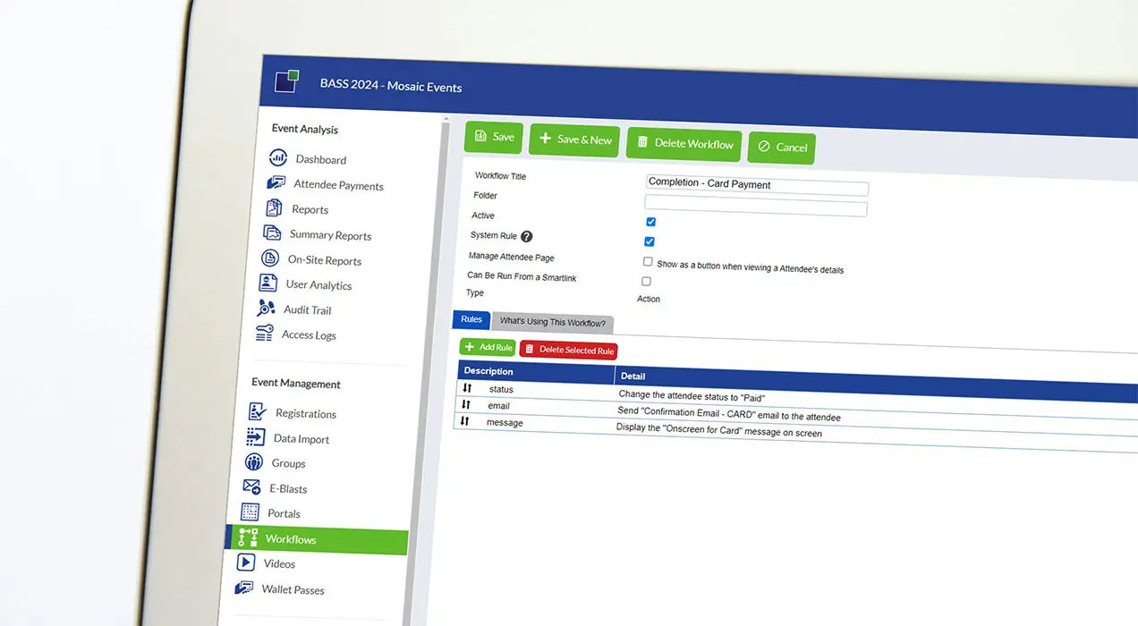 Viewing workflow rules in EventReference