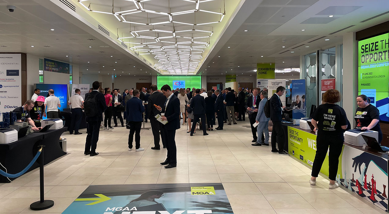 Exhibition with badging stations