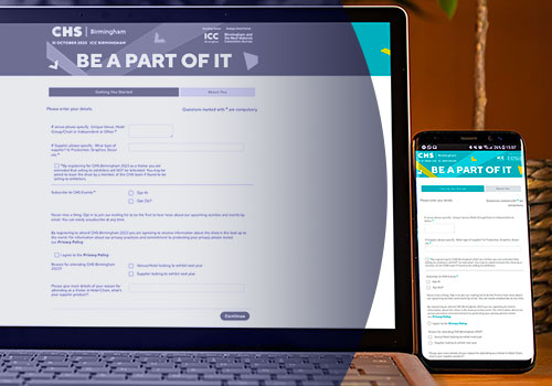 Online registration form on laptop and mobile