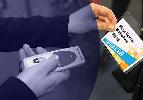 Someone scanning a badge